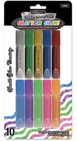 BAZIC, Glitter Glue, Assorted Color Mini, 10count