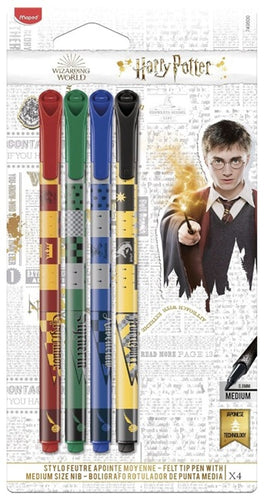 Harry Potter Felt Tip Pens, 0.8mm, Assorted Colours, 4ct