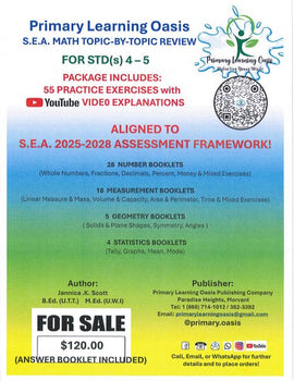 S.E.A. Math Topic-by-Topic 55 Practice Tests w/ YOUTUBE VIDEOS BY Primary Learning Oasis