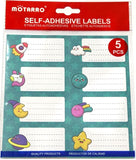 Mot Self-Adhesive School Labels, Fun Space Patterns, 5 sheets/40 labels