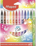 Maped Washable Felt Tip Markers, Mini Cute, 12count
