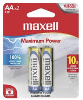 Maxell AA Alkaline Battery, Pack of 2