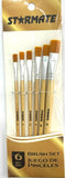 Starmate, Artistic Paint Brush Set, Wooden, Assorted Sizes, 6count