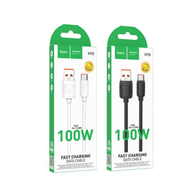 Hoco X115 Surpass 100W Fast Charging Data Cable USB A to Type-C, Black