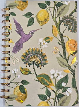 Gold Embossed Lined Spiral Journal, Hardcover, HUMMINGBIRD