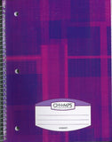 Champs Spiral Flexible Cover Notebook, 4 Subject, 8'x10.5', Thick Pages, 200pgs, Assorted Colours