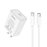 Hoco C143 Benefit Single Port PD20W Charger Set (Type C to Type C), White