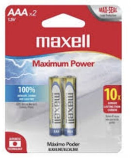Maxell AAA Alkaline Battery, Pack of 2