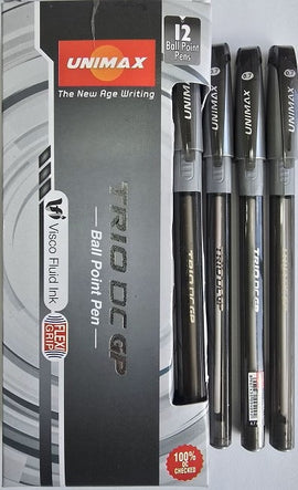 Unimax Trio DC GP 0.7MM Fine Ballpoint Pen, BLACK - Box of 12