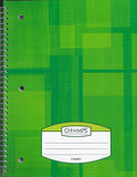 Champs Spiral Flexible Cover Notebook, 4 Subject, 8'x10.5', Thick Pages, 200pgs, Assorted Colours