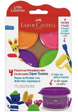 Faber-Castell Modeling Play Dough, 4x50g, Glitter Neon