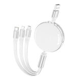Hoco X78 3-In-1 Easy Pull Crystal Storage Charging Cable (Micro+Type-C+iPhone), WHITE