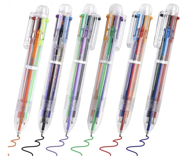 6-in-1 Retractable Ballpoint Pen, 6 Colors, Transparent Barrel, Single ...