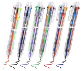 6-in-1 Retractable Ballpoint Pen, 6 Colors, Transparent Barrel, Single Pen