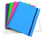 5 Subject Hardcover Spiral Notebook Assorted Bright Colours, 9"x11" (28X21cm)