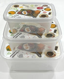 Jaguar Food Container 3 Pcs Rectangular Set, Assorted Colours