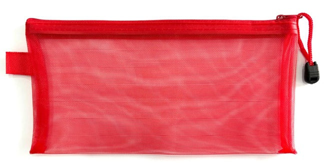 Mesh Pencil Case, Solid Colour, RED - Charrans.com