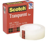Scotch Transparent Tape, 3/4inch, 1296 inches/36yds
