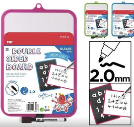 MP Double Sided White and Black Board, 18.5 x 26cm, Assorted Col