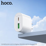 Hoco C109 Dual Port Type-C + USB-A Fighter Charger Block, PD20W+QC3.0, White