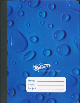 Winners Hardcover Notebook, 9"x7", Waterdrop Design, Assorted Colours