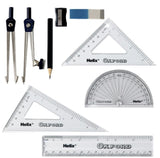 Helix Oxford Geometry Set with Mathematical Instruments in Clear Plastic Kit