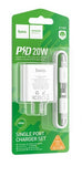 Hoco C143 Benefit Single Port PD20W Charger Set (Type C To iPhone), White