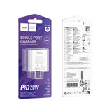 Hoco C143 Benefit Single Port Type-C Charger Block PD20W, White