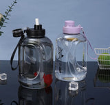 Sports Clear Reusable Water Bottle with Handle & Strap, 2800ml, Assorted Colours