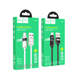 Hoco U137 5A Line Charging Data Cable With Display Type-C, White