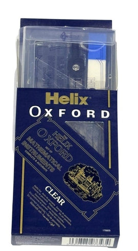 Helix Oxford Geometry Set with Mathematical Instruments in Clear Plastic Kit