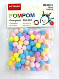 Pom-Pom Balls, Assorted Pastel Colours, Mini, 10mm, 100pc
