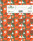 Scholar, 5 Subject Spiral Bound Notebook Assorted
