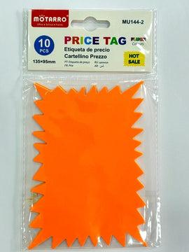 Large Price Tags, Fluorescent Rectangular Burst, 10pcs