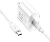 Hoco C109 Fighter Single Port PD20W Charger Set (Type C To C), White
