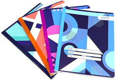 Leader Softcover Notebook, 8 x 10, Assorted Geometric Patterns, 180 pages