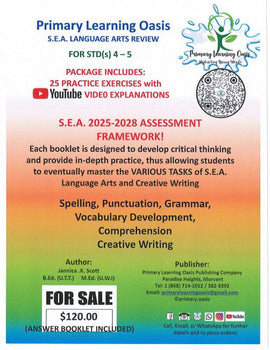 S.E.A. Language Arts Review, 25 Practice Exercises w/ YOUTUBE VIDEOS BY Primary Learning Oasis