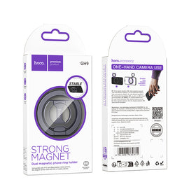 Hoco GH9 Double-Ring Double-Sided Magnetic Ring Holder, Metal Gray