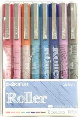 Chosch Roller Ballpoint Pens, 8 Assorted Colours, Pack of 8