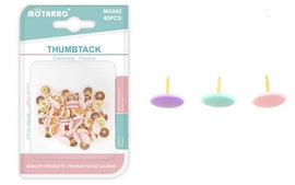 Motarro Thumb Tacks, Pastel Colours, 60pc