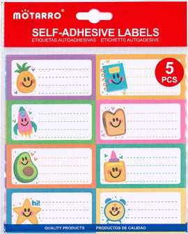 Mot Self-Adhesive School Labels, Fun Character Patterns, 5 sheets/40 labels