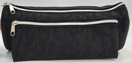 Double Zipper Pencil Case, Soft, BLACK