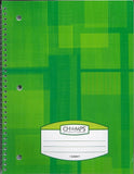 Champs Spiral Flexible Cover Notebook, 1 Subject, 8'x10.5', Thick Pages, 100pgs, Assorted Colours