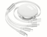Hoco X78 3-In-1 Easy Pull Crystal Storage Charging Cable (Micro+Type-C+iPhone), WHITE