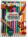 Macaron Jumbo Erasable Coloured Pencils, 12pc