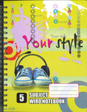 Your Style Spiral Hardcover Notebook, 5 Subject, Assorted Patterns, Single