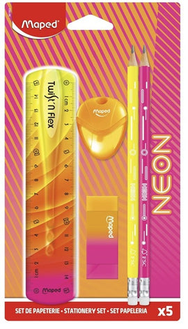 Maped Neon Stationery Set, 5pc