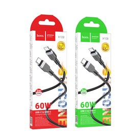 Hoco X109 Energy 60W Silicone Charging Data Cable Type C to Type C (Length - 2M), Black
