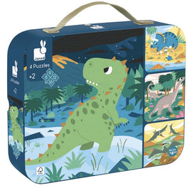 Janod Dinosaur Set of 4 Jigsaw Puzzles, 43 pieces