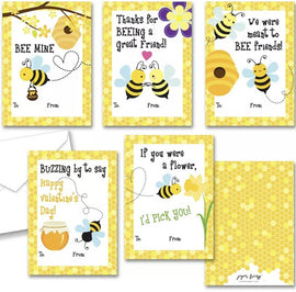 Bee My Valentine Card & Envelope, Assorted Designs, Single